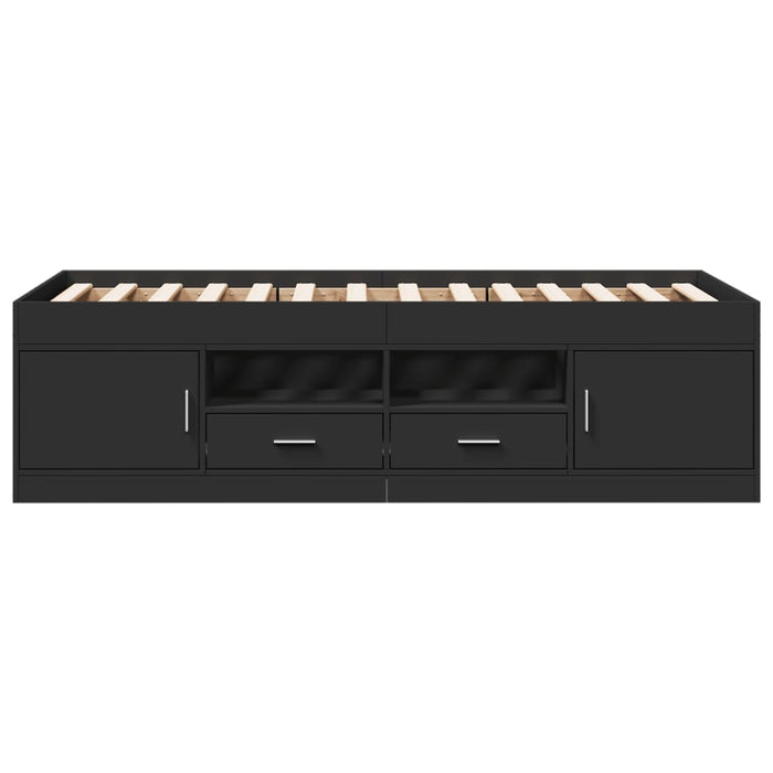 Divano Letto con Cassetti senza Materasso Nero 100x200 cm 3280238