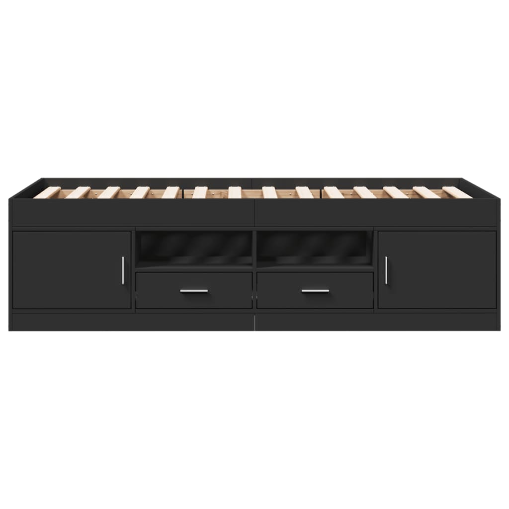 Divano Letto con Cassetti senza Materasso Nero 90x190 cm 3280252