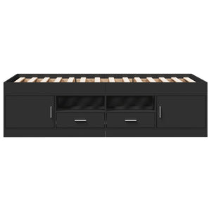 Divano Letto con Cassetti senza Materasso Nero 90x190 cm 3280252