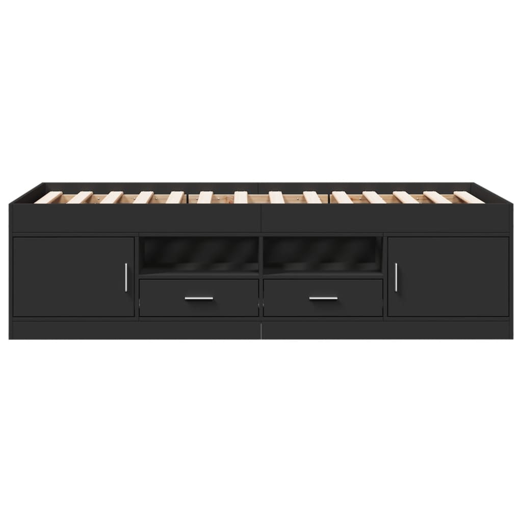 Divano Letto con Cassetti senza Materasso Nero 75x190 cm 3280259