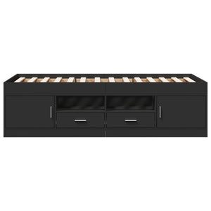 Divano Letto con Cassetti senza Materasso Nero 75x190 cm 3280259