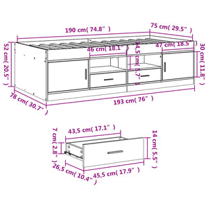 vidaXL Divano Letto con Cassetti senza Materasso Nero 75x190 cm