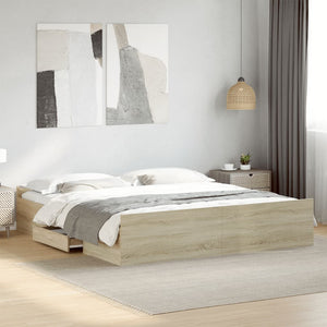 Giroletto Cassetti-Struttura Letto con contenitore Rovere Sonoma 200x200 cm Legno Multistrato 743159