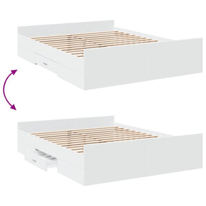 Giroletto con Cassetti Bianco 150x200 cm in Legno Multistrato 3280286