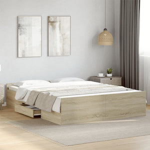 Giroletto Cassetti-Struttura Letto con contenitore Rovere Sonoma 150x200 cm Legno Multistrato 593670