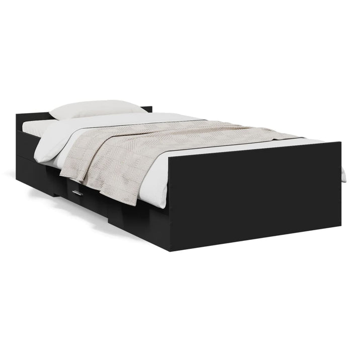 Giroletto con Cassetti-Struttura Letto con contenitore Nero 75x190 cm in Legno Multistrato 583290