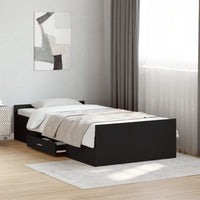 Giroletto con Cassetti-Struttura Letto con contenitore Nero 75x190 cm in Legno Multistrato 583290