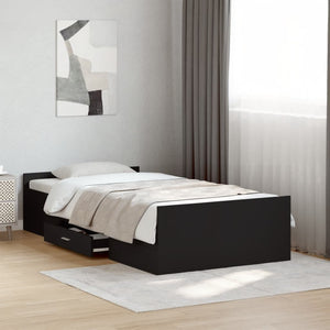 Giroletto con Cassetti-Struttura Letto con contenitore Nero 75x190 cm in Legno Multistrato 583290