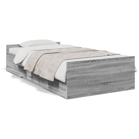 Giroletto Cassetti-Struttura Letto con contenitore Grigio Sonoma 75x190 cm Legno Multistrato 308184