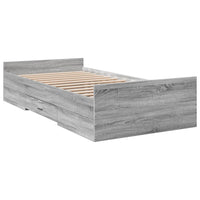 Giroletto Cassetti-Struttura Letto con contenitore Grigio Sonoma 75x190 cm Legno Multistrato 308184