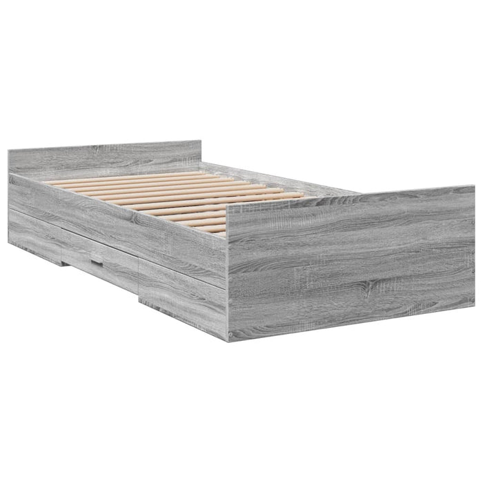 Giroletto Cassetti-Struttura Letto con contenitore Grigio Sonoma 75x190 cm Legno Multistrato 308184