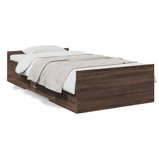 Giroletto Cassetti-Struttura Letto con contenitore Rovere Marrone 75x190 cm Legno Multistrato 243388