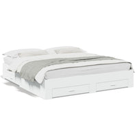 Giroletto con Cassetti-Struttura Letto con contenitore Bianco 200x200 cm in Legno Multistrato 108785