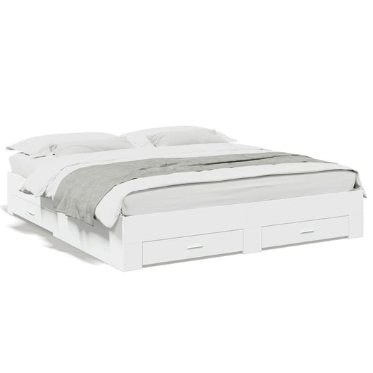 Giroletto con Cassetti-Struttura Letto con contenitore Bianco 180x200 cm in Legno Multistrato 163176