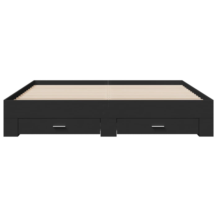 Giroletto con Cassetti Nero 180x200 cm in Legno Multistrato 3280364