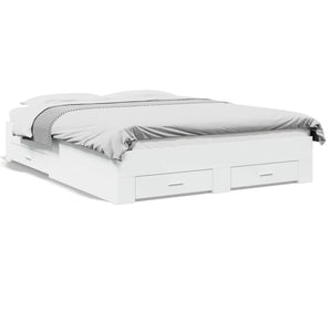 Giroletto con Cassetti-Struttura Letto con contenitore Bianco 150x200 cm in Legno Multistrato 591344