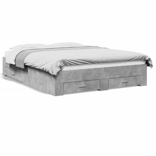 Giroletto Cassetti-Struttura Letto con contenitore Grigio Cemento 150x200 cm Legno Multistrato 989837