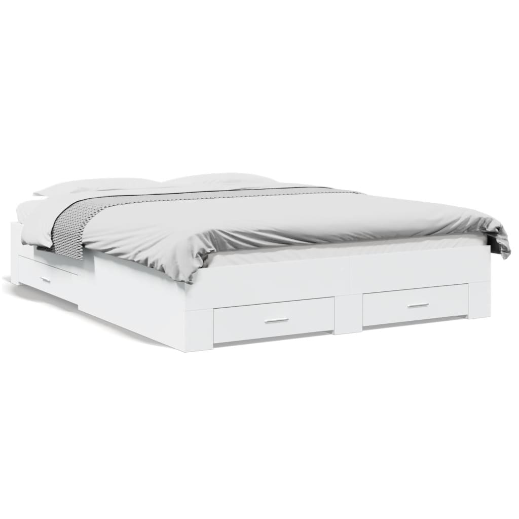 Giroletto con Cassetti Bianco 140x200 cm in Legno Multistrato 3280384