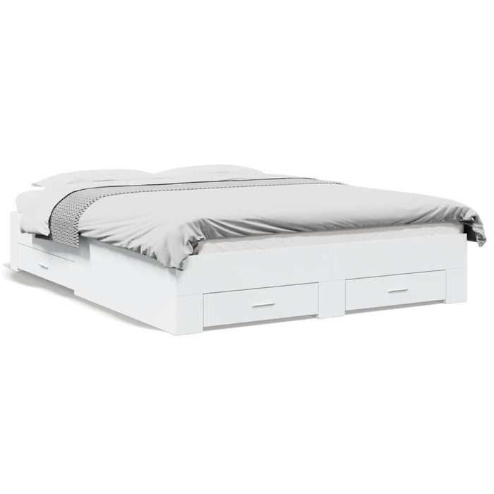 Giroletto con Cassetti Bianco 140x200 cm in Legno Multistrato 3280384