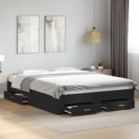 Giroletto con Cassetti-Struttura Letto con contenitore Nero 140x200 cm in Legno Multistrato 674365