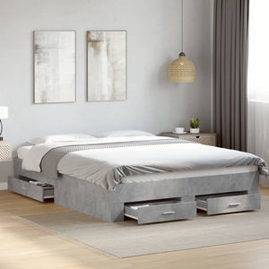 Giroletto Cassetti-Struttura Letto con contenitore Grigio Cemento 140x200 cm Legno Multistrato 128494