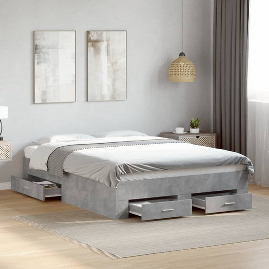Giroletto Cassetti-Struttura Letto con contenitore Grigio Cemento 120x200 cm Legno Multistrato 759803