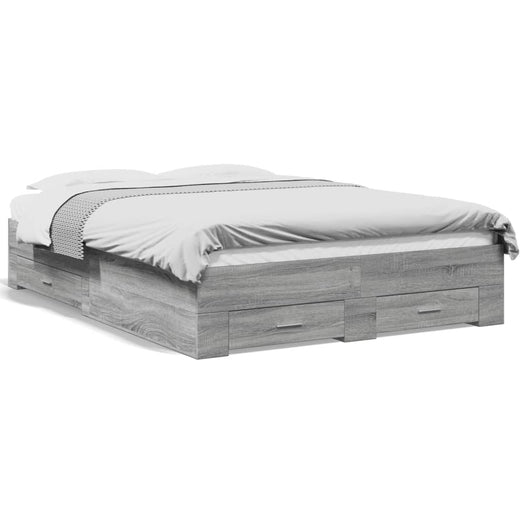 Giroletto Cassetti-Struttura Letto con contenitore Grigio Sonoma 120x200 cm Legno Multistrato 190541