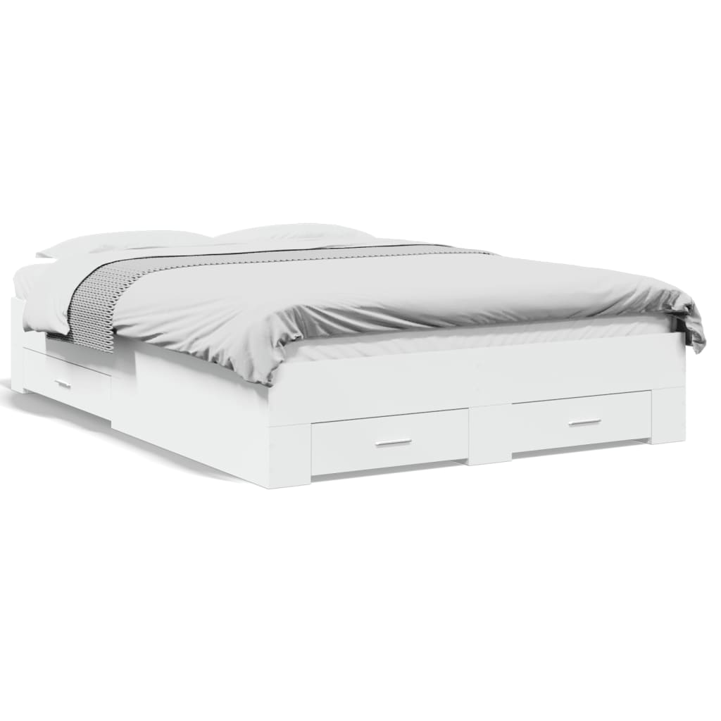 Giroletto con Cassetti-Struttura Letto con contenitore Bianco 140x190 cm in Legno Multistrato 620013