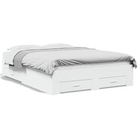 Giroletto con Cassetti-Struttura Letto con contenitore Bianco 140x190 cm in Legno Multistrato 620013