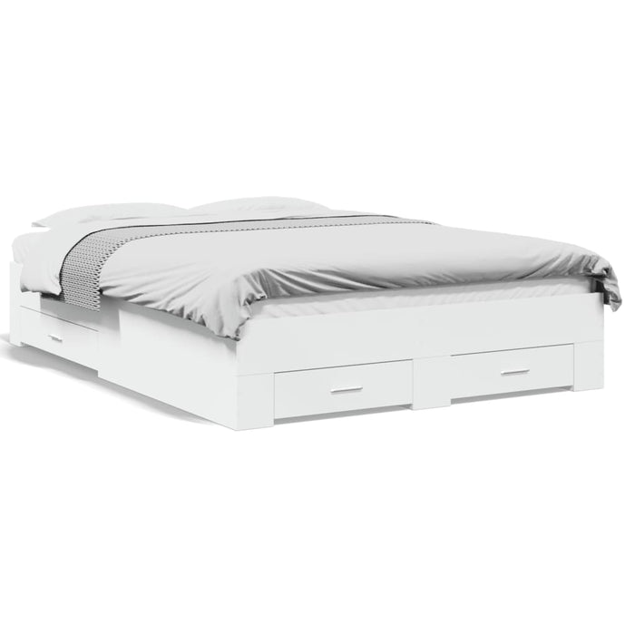 Giroletto con Cassetti-Struttura Letto con contenitore Bianco 140x190 cm in Legno Multistrato 620013