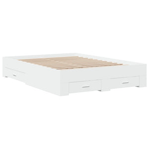 Giroletto con Cassetti-Struttura Letto con contenitore Bianco 140x190 cm in Legno Multistrato 620013
