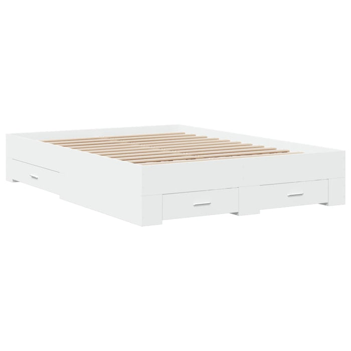 Giroletto con Cassetti-Struttura Letto con contenitore Bianco 140x190 cm in Legno Multistrato 620013