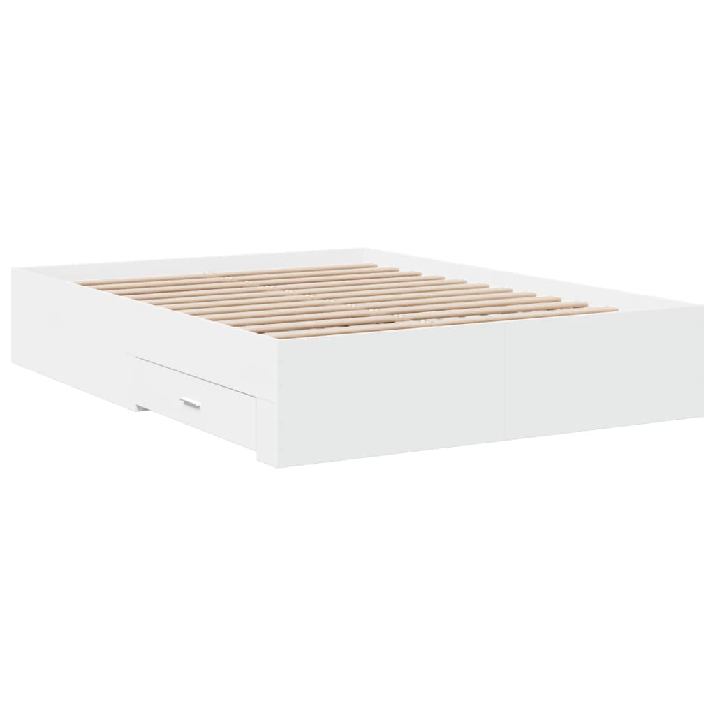 Giroletto con Cassetti-Struttura Letto con contenitore Bianco 140x190 cm in Legno Multistrato 620013