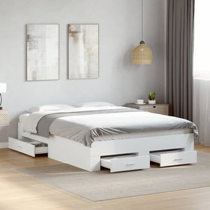 Giroletto con Cassetti-Struttura Letto con contenitore Bianco 140x190 cm in Legno Multistrato 620013