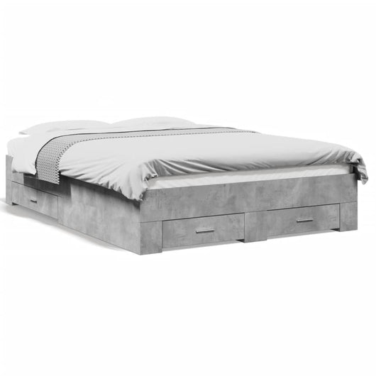 Giroletto Cassetti-Struttura Letto con contenitore Grigio Cemento 140x190 cm Legno Multistrato 822058