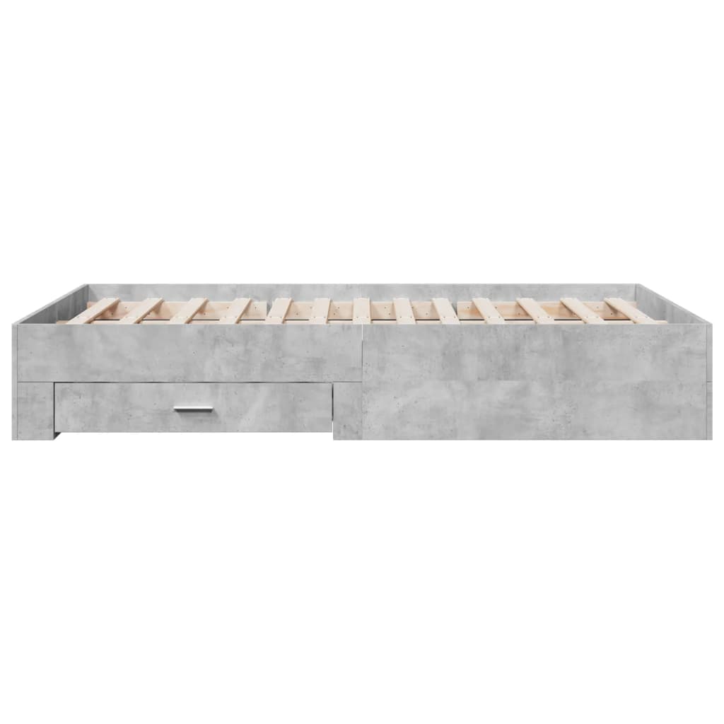 Giroletto Cassetti-Struttura Letto con contenitore Grigio Cemento 140x190 cm Legno Multistrato 822058