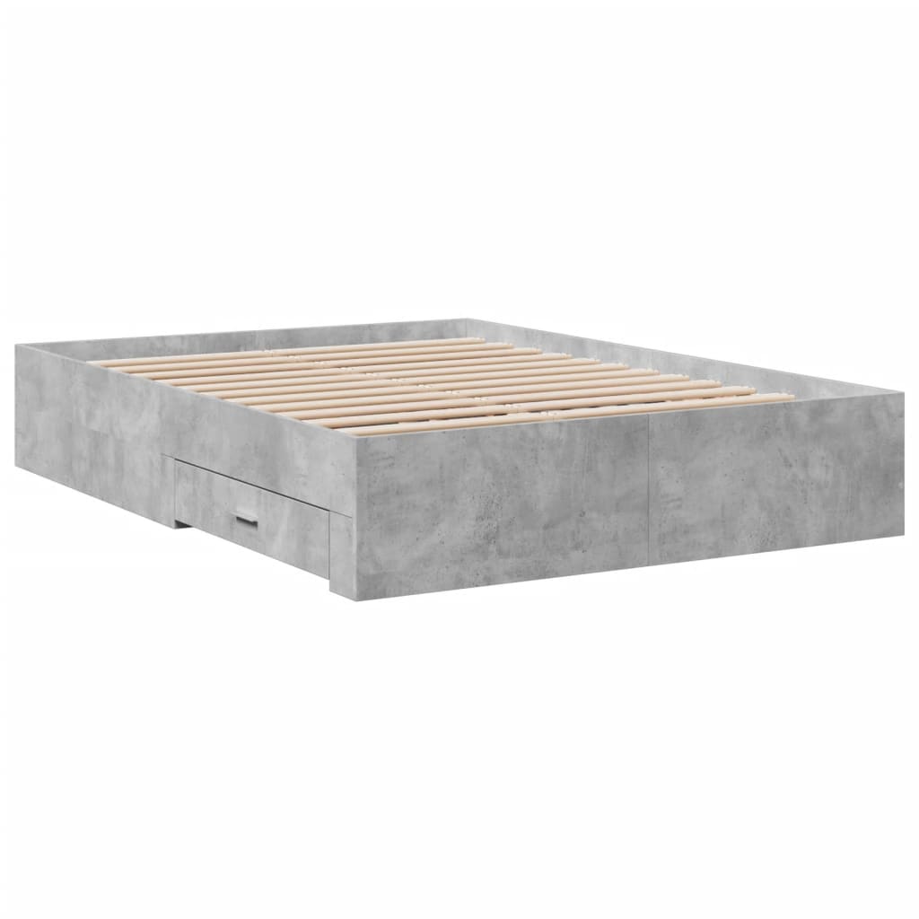 Giroletto Cassetti-Struttura Letto con contenitore Grigio Cemento 140x190 cm Legno Multistrato 822058