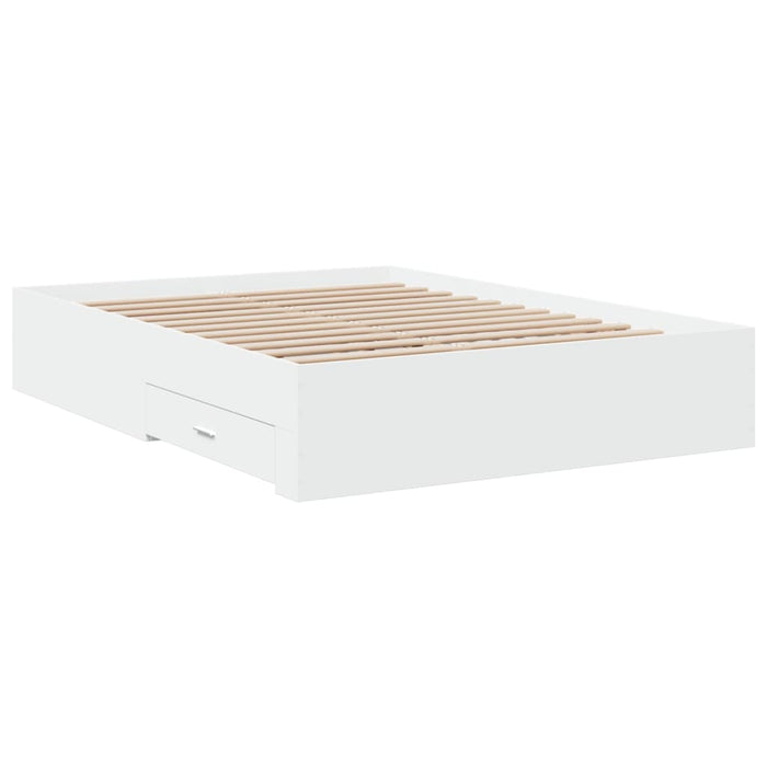 Giroletto con Cassetti-Struttura Letto con contenitore Bianco 135x190 cm in Legno Multistrato 766392