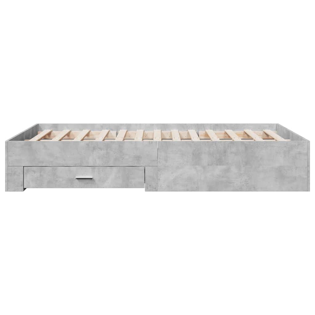 Giroletto Cassetti-Struttura Letto con contenitore Grigio Cemento 135x190 cm Legno Multistrato 848941