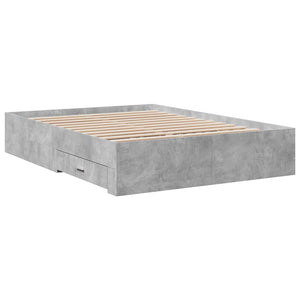 Giroletto Cassetti-Struttura Letto con contenitore Grigio Cemento 135x190 cm Legno Multistrato 848941