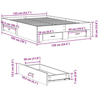 Giroletto Cassetti Grigio Cemento 135x190 cm Legno Multistrato 3280408