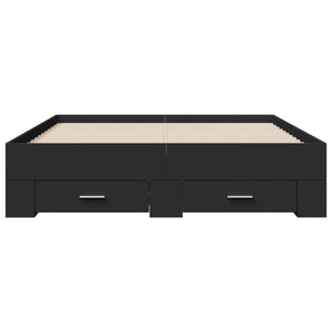 Giroletto con Cassetti Nero 120x190 cm in Legno Multistrato 3280413