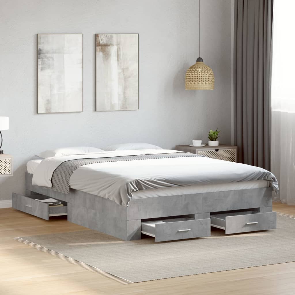 Giroletto Cassetti-Struttura Letto con contenitore Grigio Cemento 120x190 cm Legno Multistrato 964225