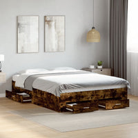 Giroletto con Cassetti-Struttura Letto con contenitore Rovere Fumo 120x190 cm Legno Multistrato 304689