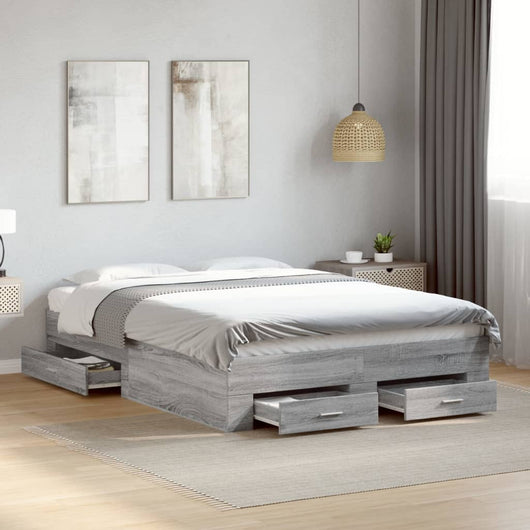 Giroletto Cassetti-Struttura Letto con contenitore Grigio Sonoma 120x190 cm Legno Multistrato 749268