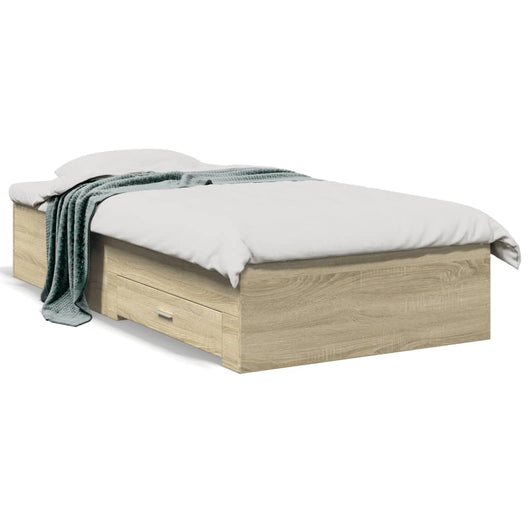 Giroletto Cassetti-Struttura Letto con contenitore Rovere Sonoma 100x200 cm Legno Multistrato 165469
