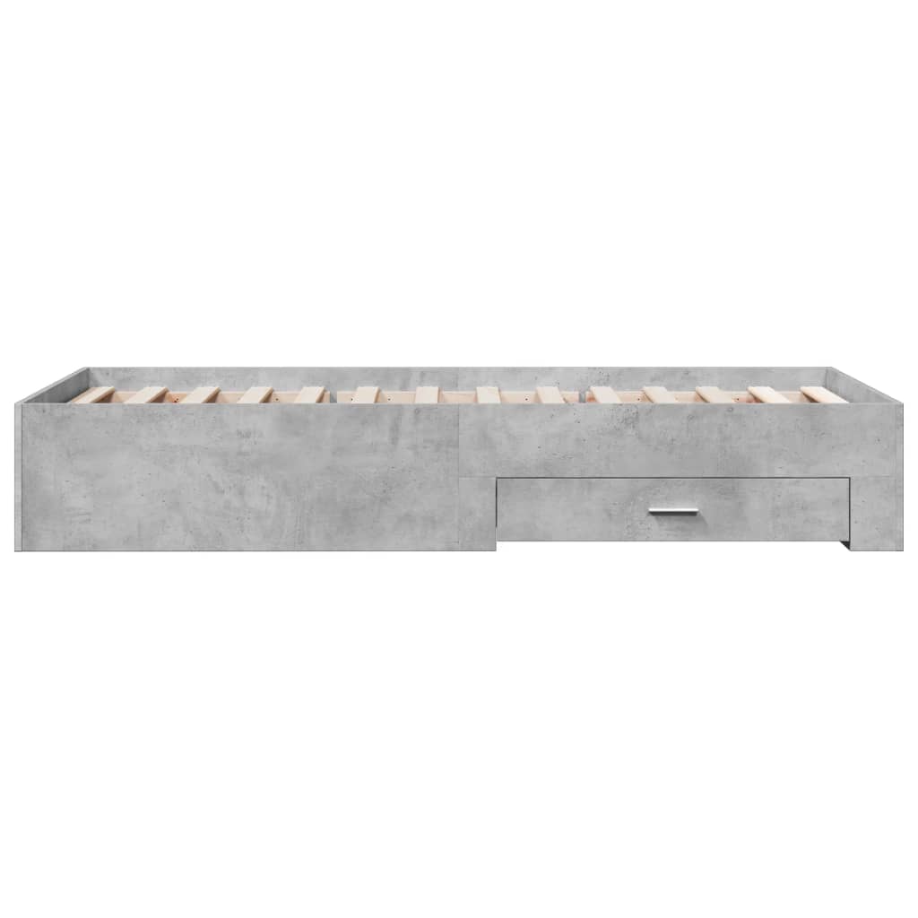 Giroletto Cassetti-Struttura Letto con contenitore Grigio Cemento 100x200 cm Legno Multistrato 950019