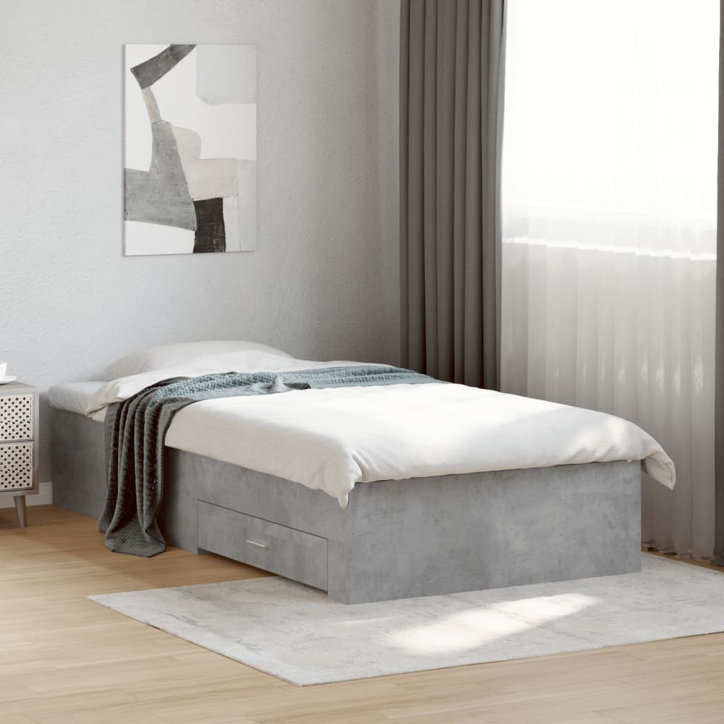 Giroletto Cassetti-Struttura Letto con contenitore Grigio Cemento 100x200 cm Legno Multistrato 950019