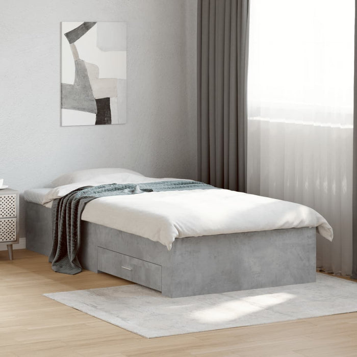 Giroletto Cassetti-Struttura Letto con contenitore Grigio Cemento 100x200 cm Legno Multistrato 950019
