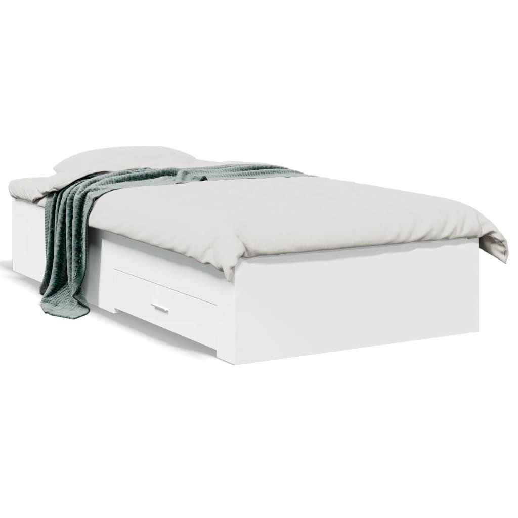 Giroletto con Cassetti-Struttura Letto con contenitore Bianco 90x200 cm in Legno Multistrato 491482